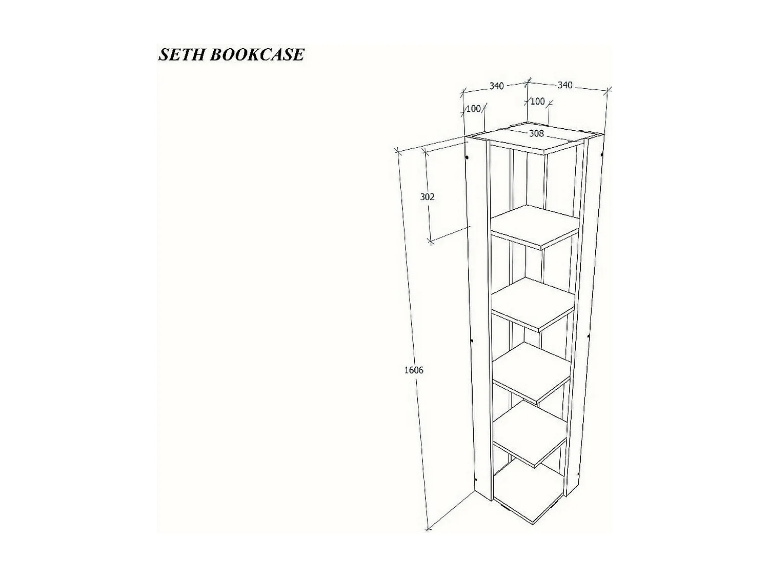Regał Isotta, Biały, 34x34x161 cm, EPIKASA