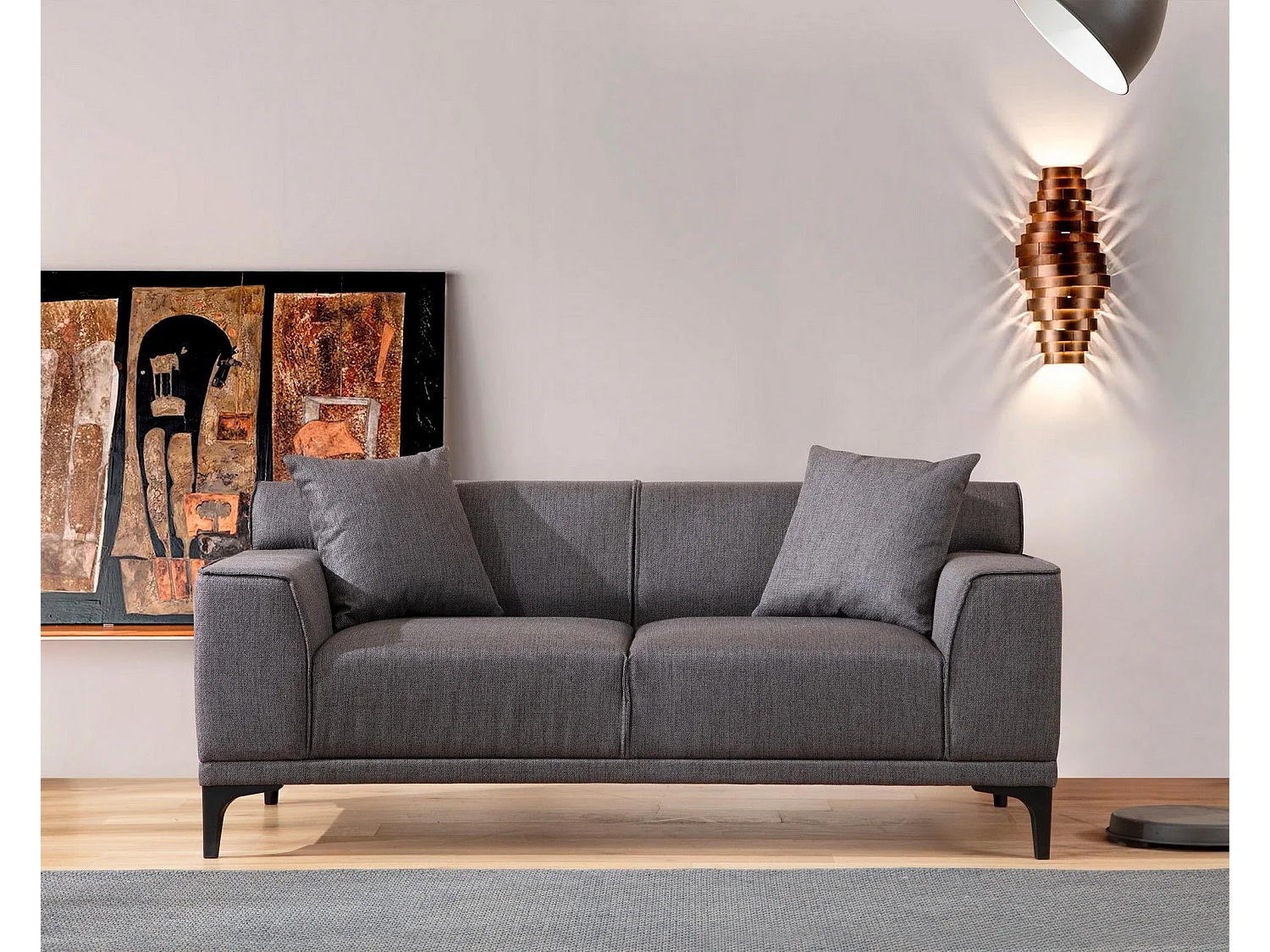 Sofá Altadena 134, Gris, 163x69x86cm, Tapiz, Patas: Plástico