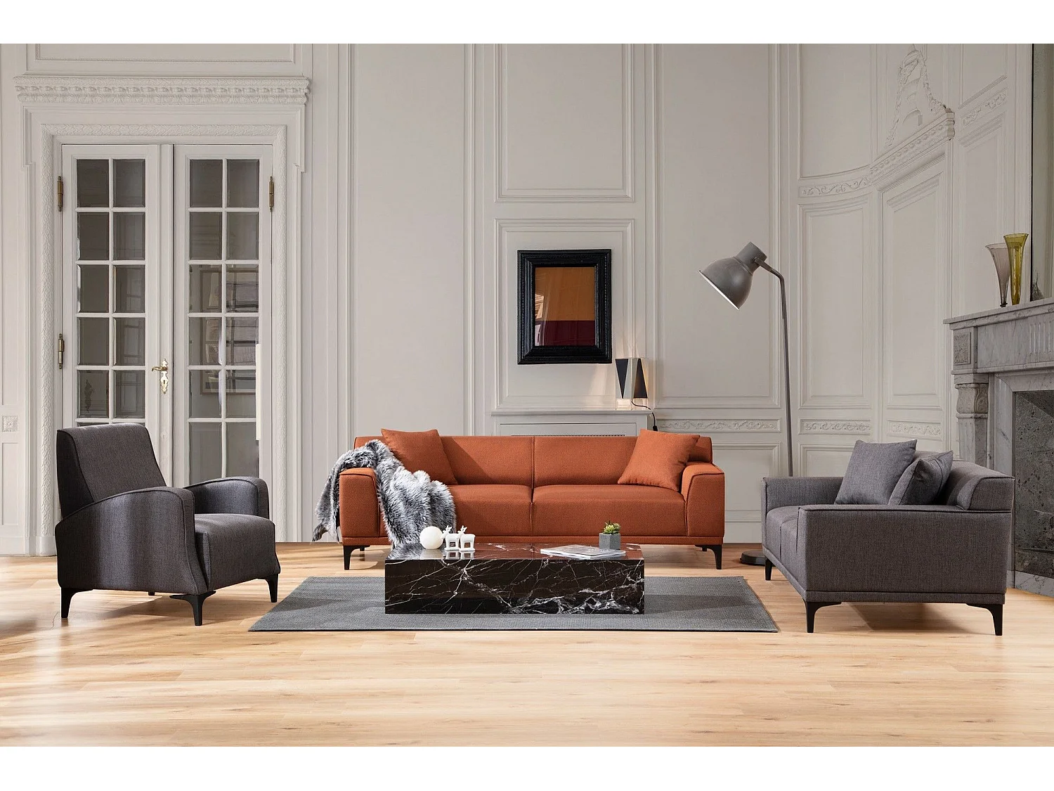 Sofá Altadena 134, Gris, 163x69x86cm, Tapiz, Patas: Plástico