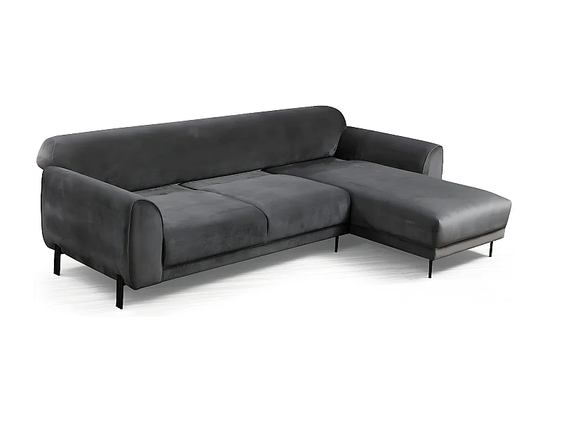Canapé d'angle à droite Laysan Velours Anthracite