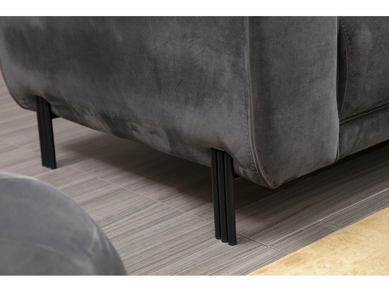 Canapé d'angle à droite Laysan Velours Anthracite