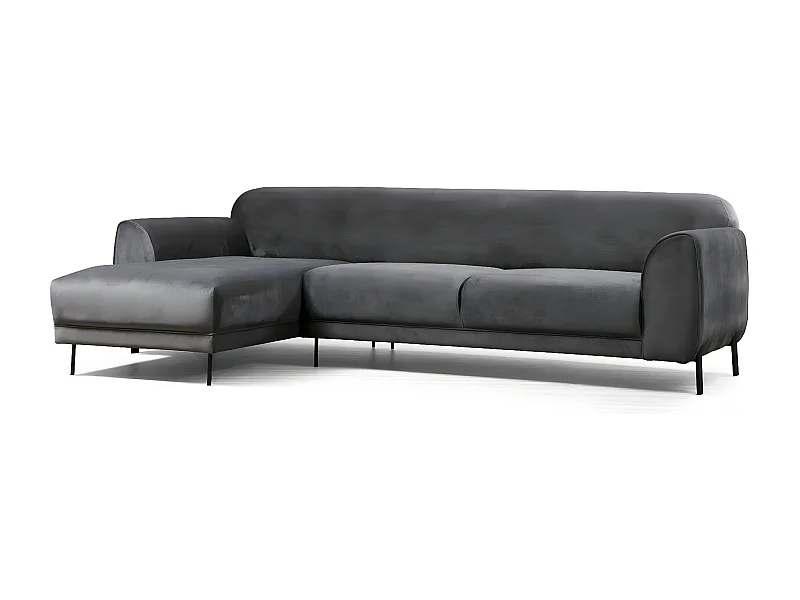 Canapé d'angle gauche Laysan Velours Anthracite