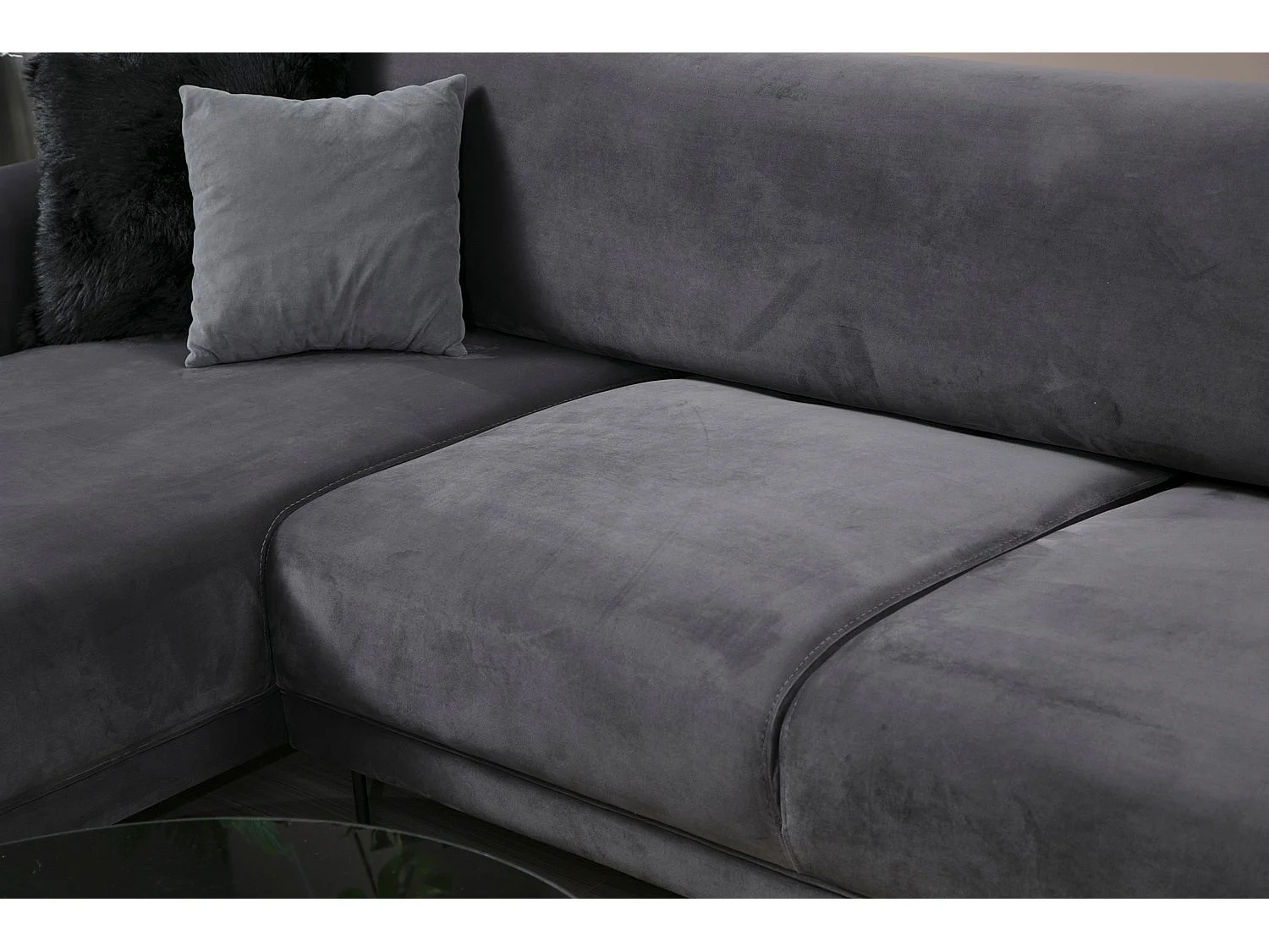 Canapé d'angle gauche Laysan Velours Anthracite