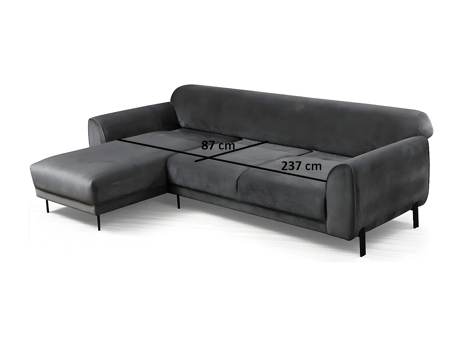 Canapé d'angle gauche Laysan Velours Anthracite