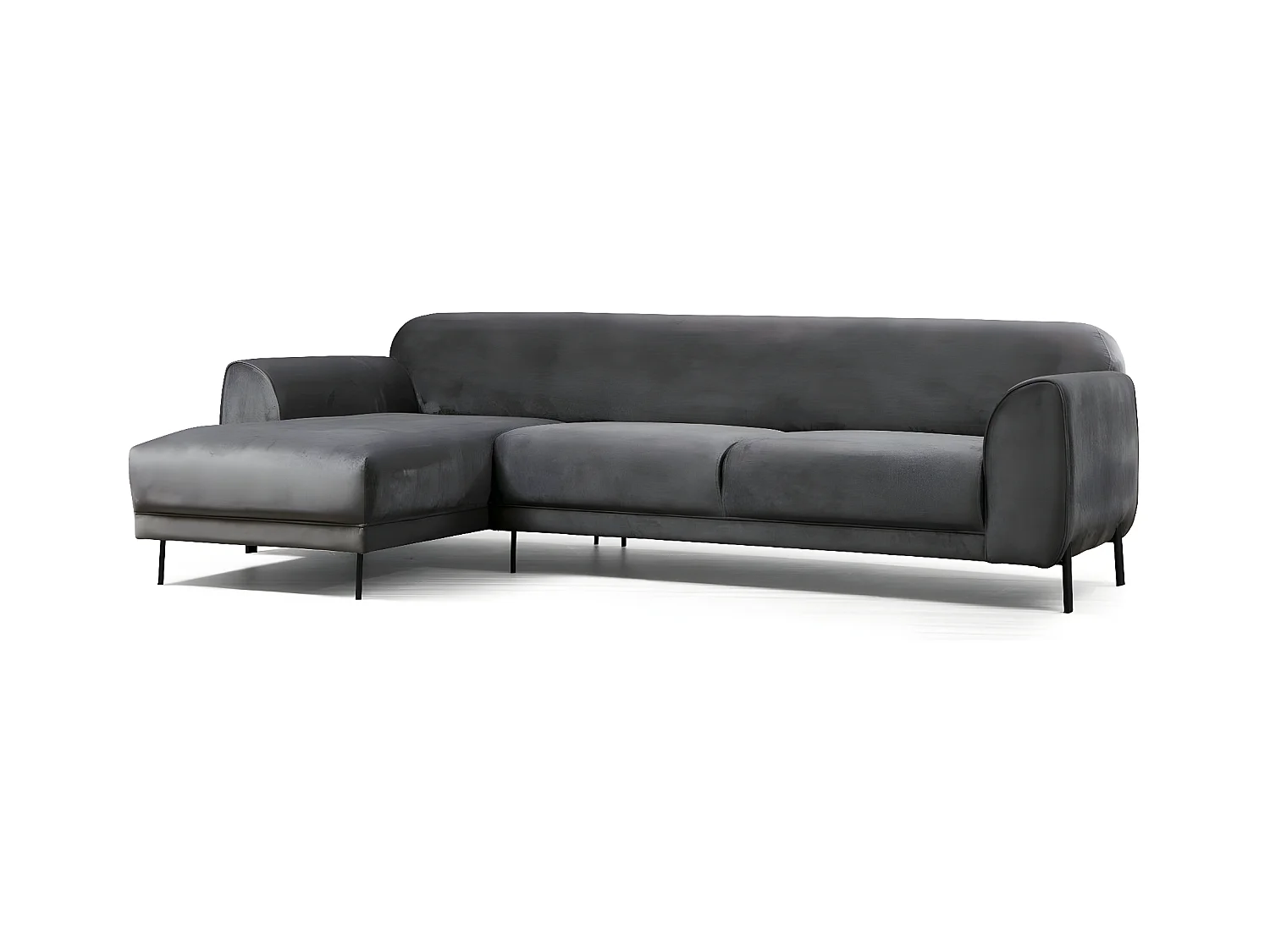 Canapé d'angle gauche Laysan Velours Anthracite