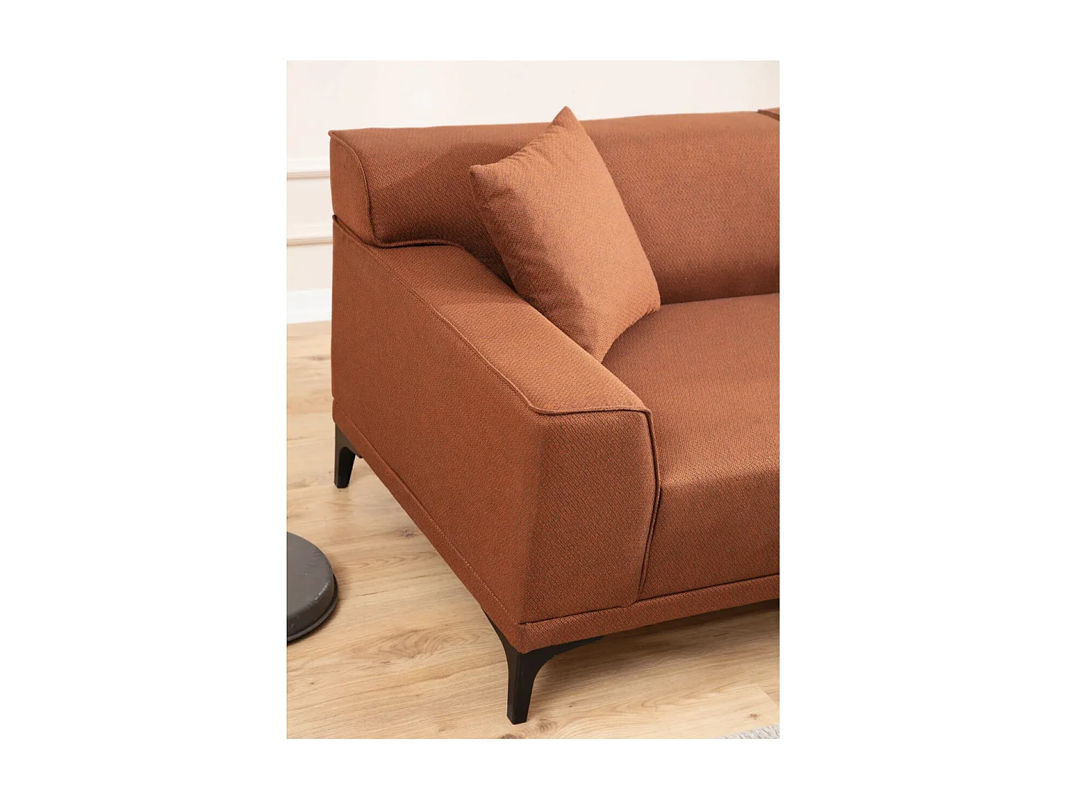 Canapé d'angle à droite avec 2 coussins Navagio Tissu Orange