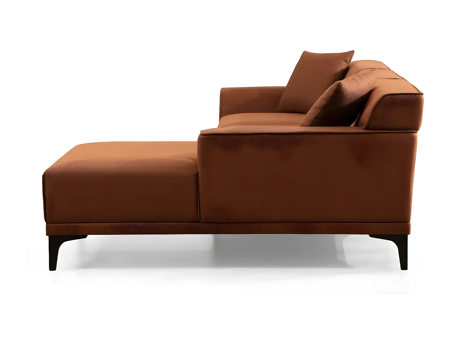 Moderne hoekbank rechts in witte stof met 2 kussens Tivano 250 cm2