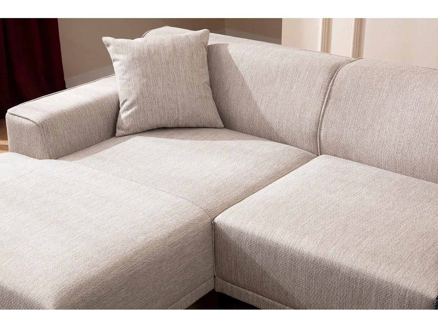 Canapé d'angle gauche avec 2 coussins Navagio Tissu Blanc