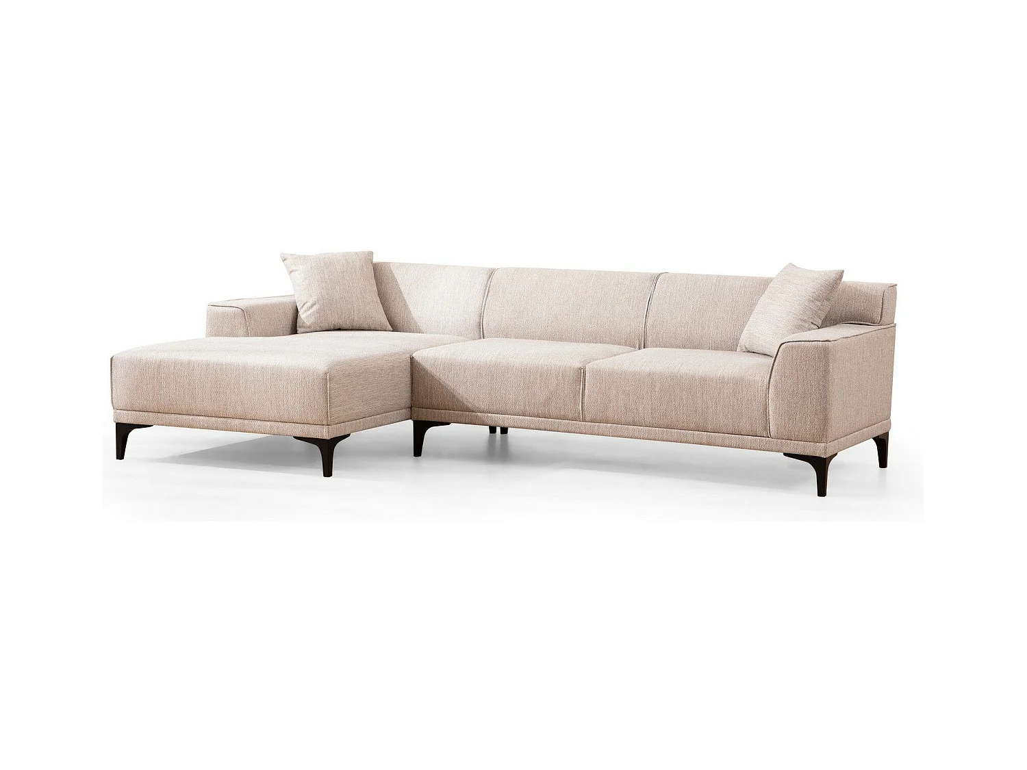 Canapé d'angle gauche avec 2 coussins Navagio Tissu Blanc