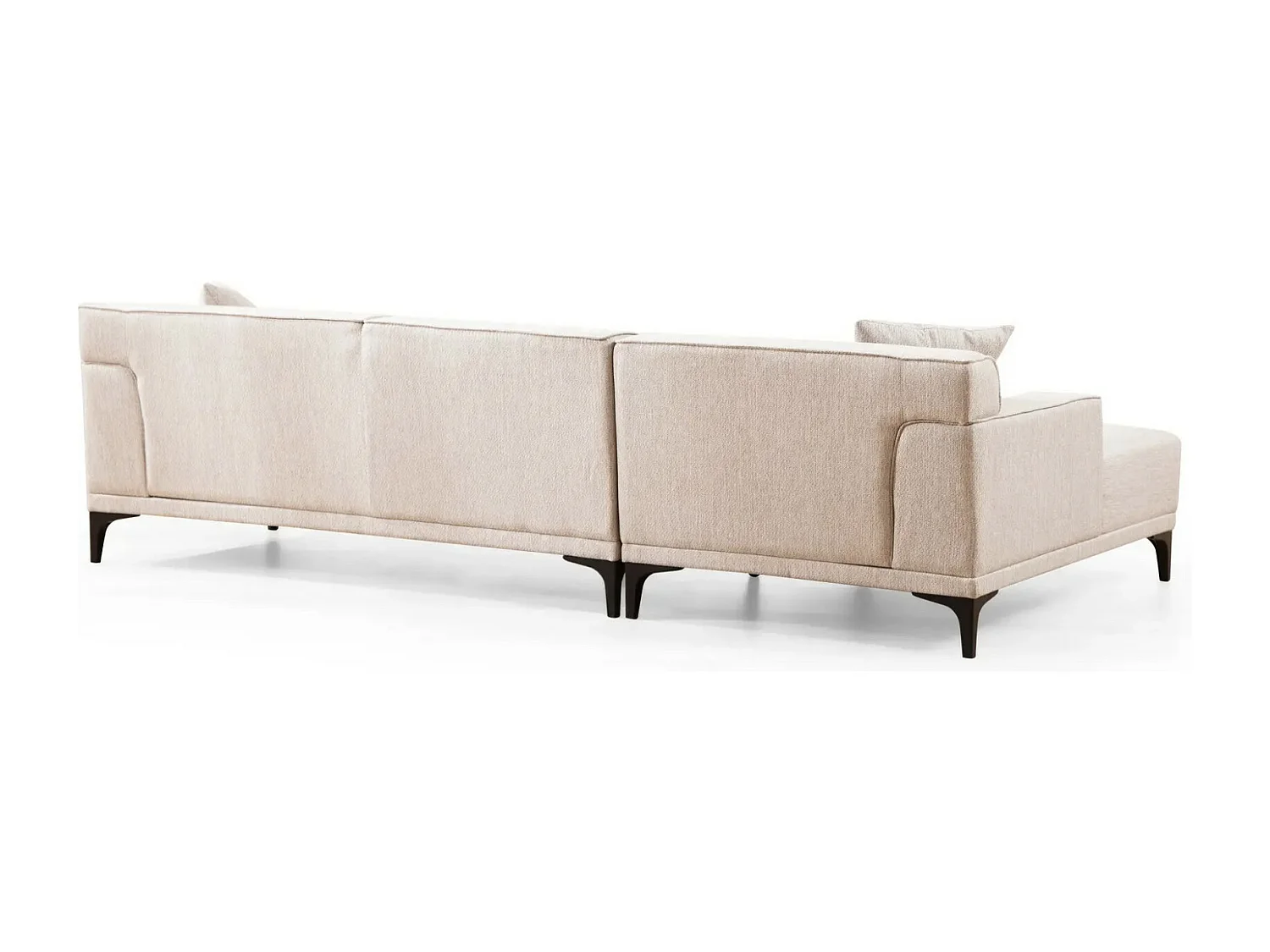 Moderne hoekbank links in witte stof met 2 kussens Tivano 250 cm