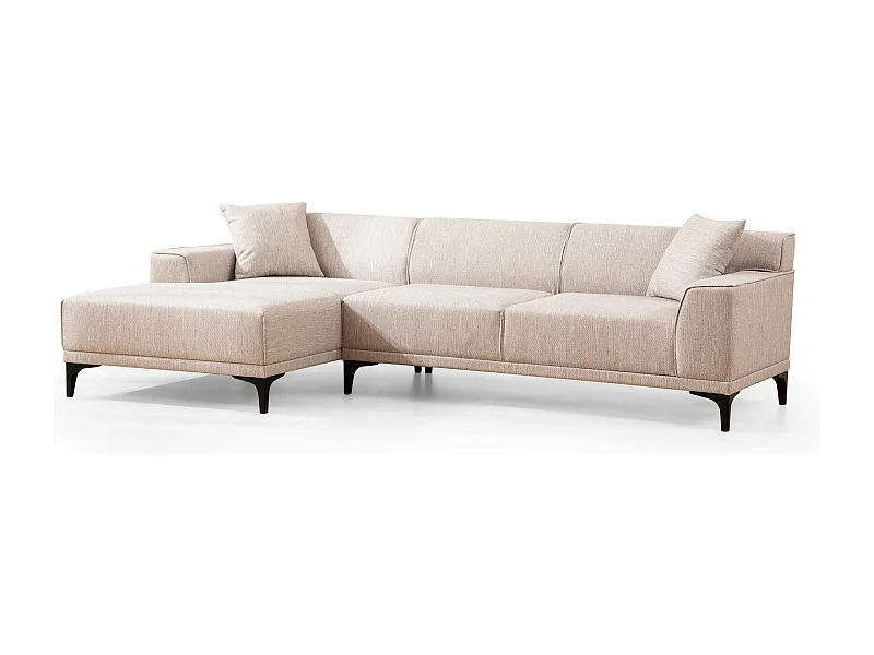 Canapé d'angle gauche avec 2 coussins Navagio Tissu Blanc