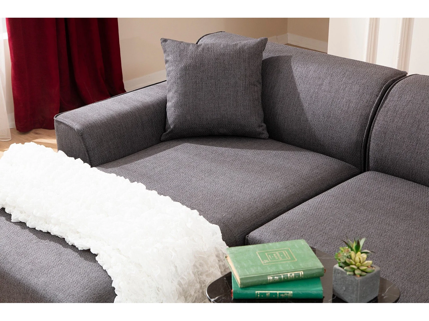 Sofá rinconero Altadena 136, Gris, 250x145x69cm