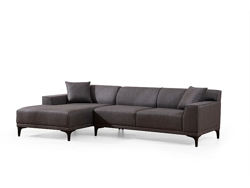 Canapé d'angle gauche avec 2 coussins Navagio Tissu Anthracite