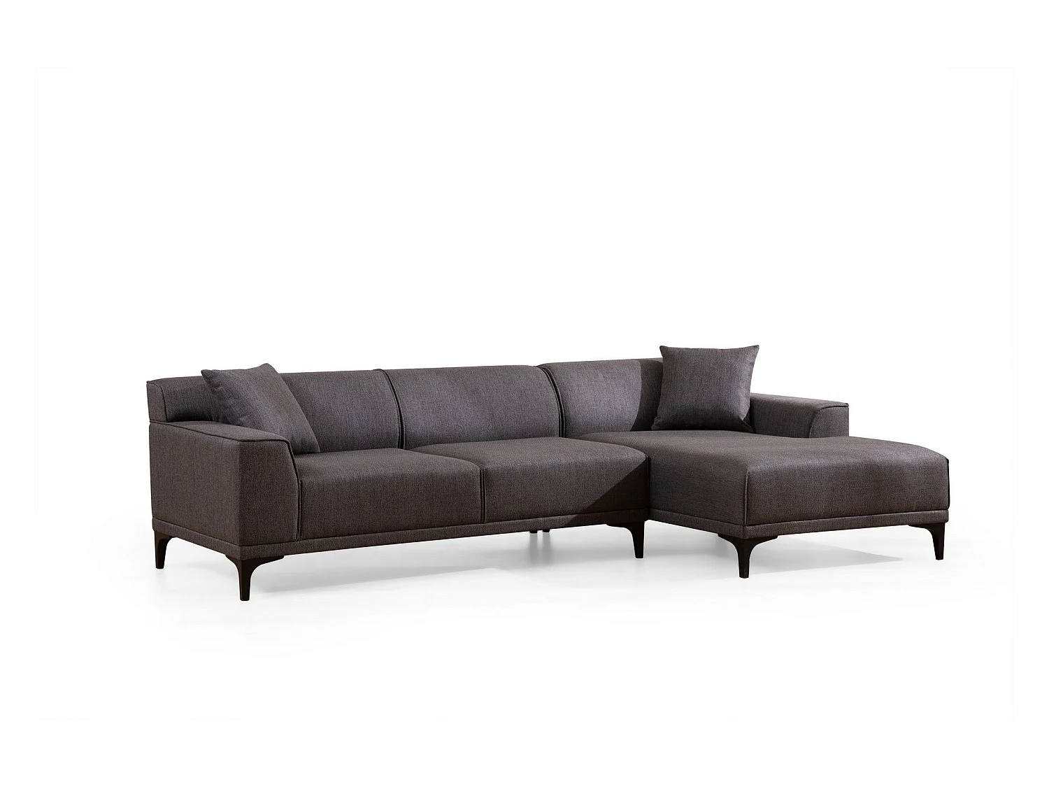Canapé d'angle à droite avec 2 coussins Navagio Tissu Anthracite