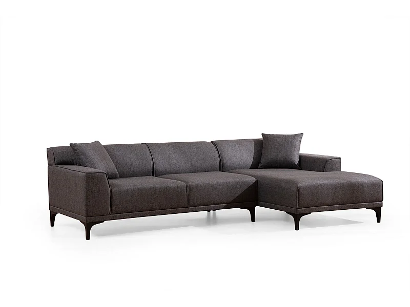 Canapé d'angle à droite avec 2 coussins Navagio Tissu Anthracite