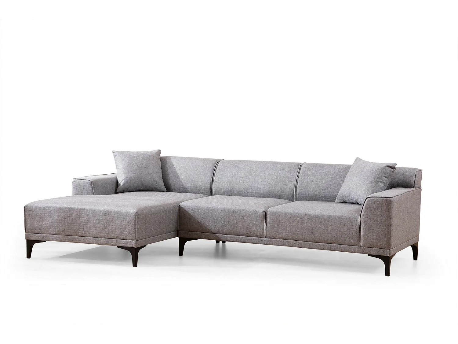 Canapé d'angle gauche avec 2 coussins Navagio Tissu Gris clair