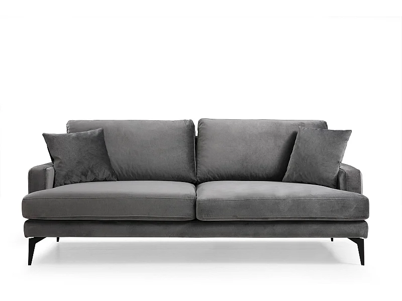 Sofá Altadena 373, Gris, 205x90x88cm, Tapiz, Patas: Metal