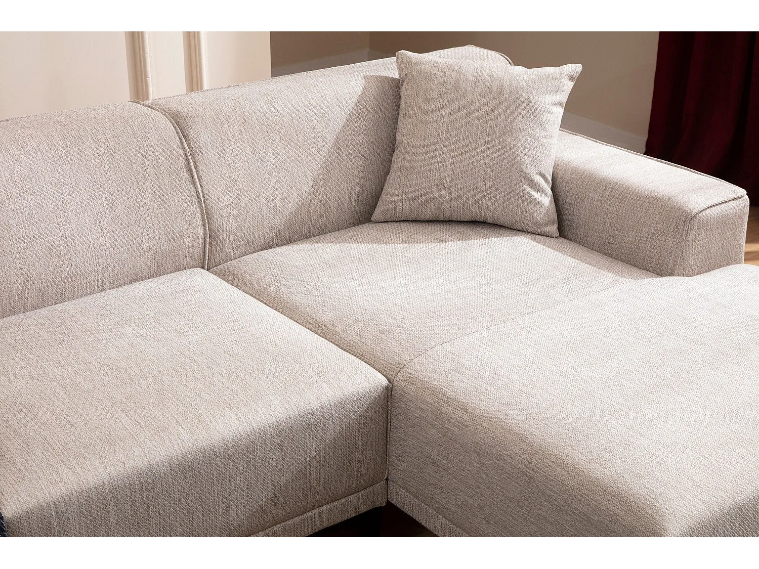 Canapé d'angle à droite avec 2 coussins Navagio Tissu Blanc