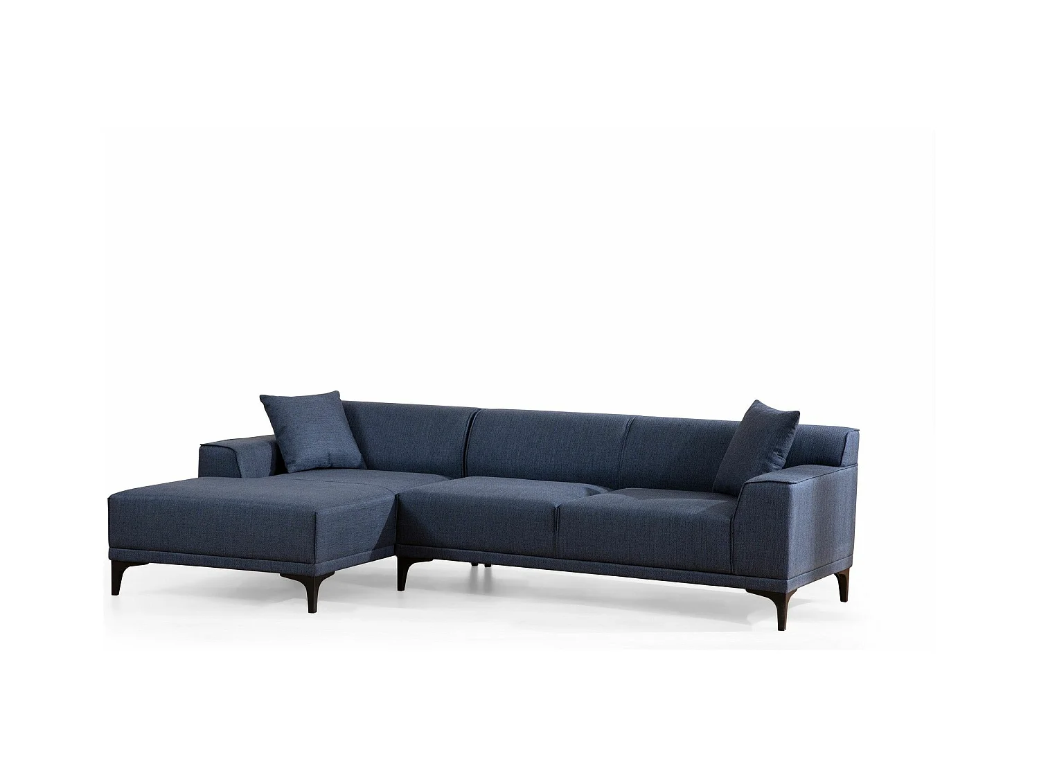 Canapé d'angle gauche avec 2 coussins Navagio Tissu Bleu