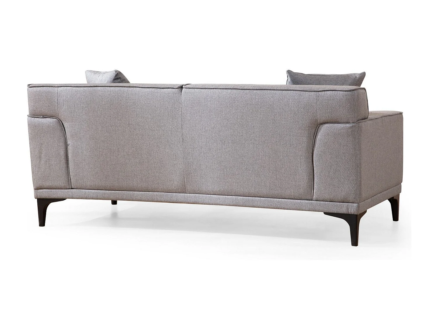 2-zits rechte bank in lichtgrijze stof met 2 Tivano kussens 163 cm