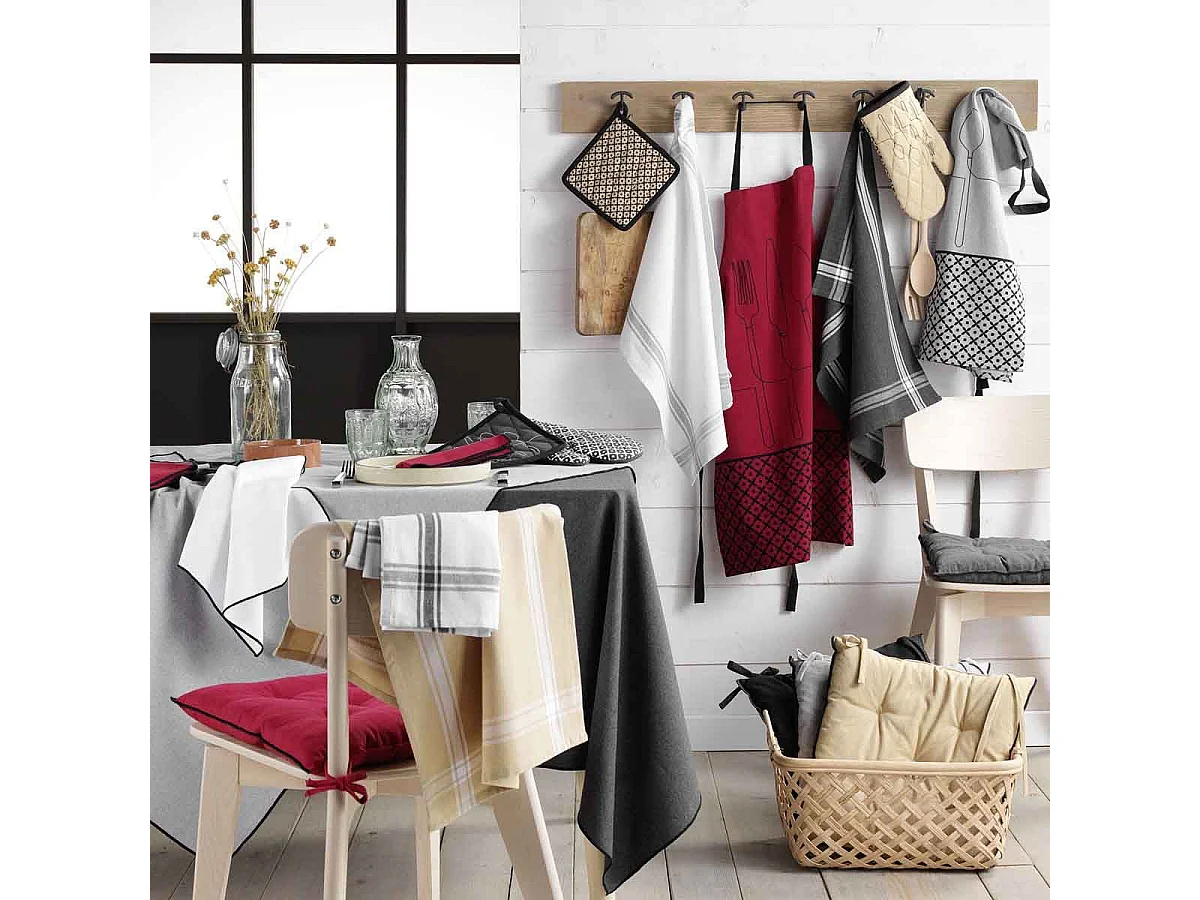 Lot de 2 Torchons "Cuisiline" 50x70cm Beige