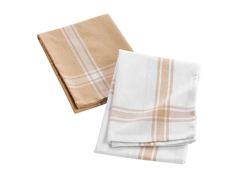Lot de 2 Torchons "Cuisiline" 50x70cm Beige