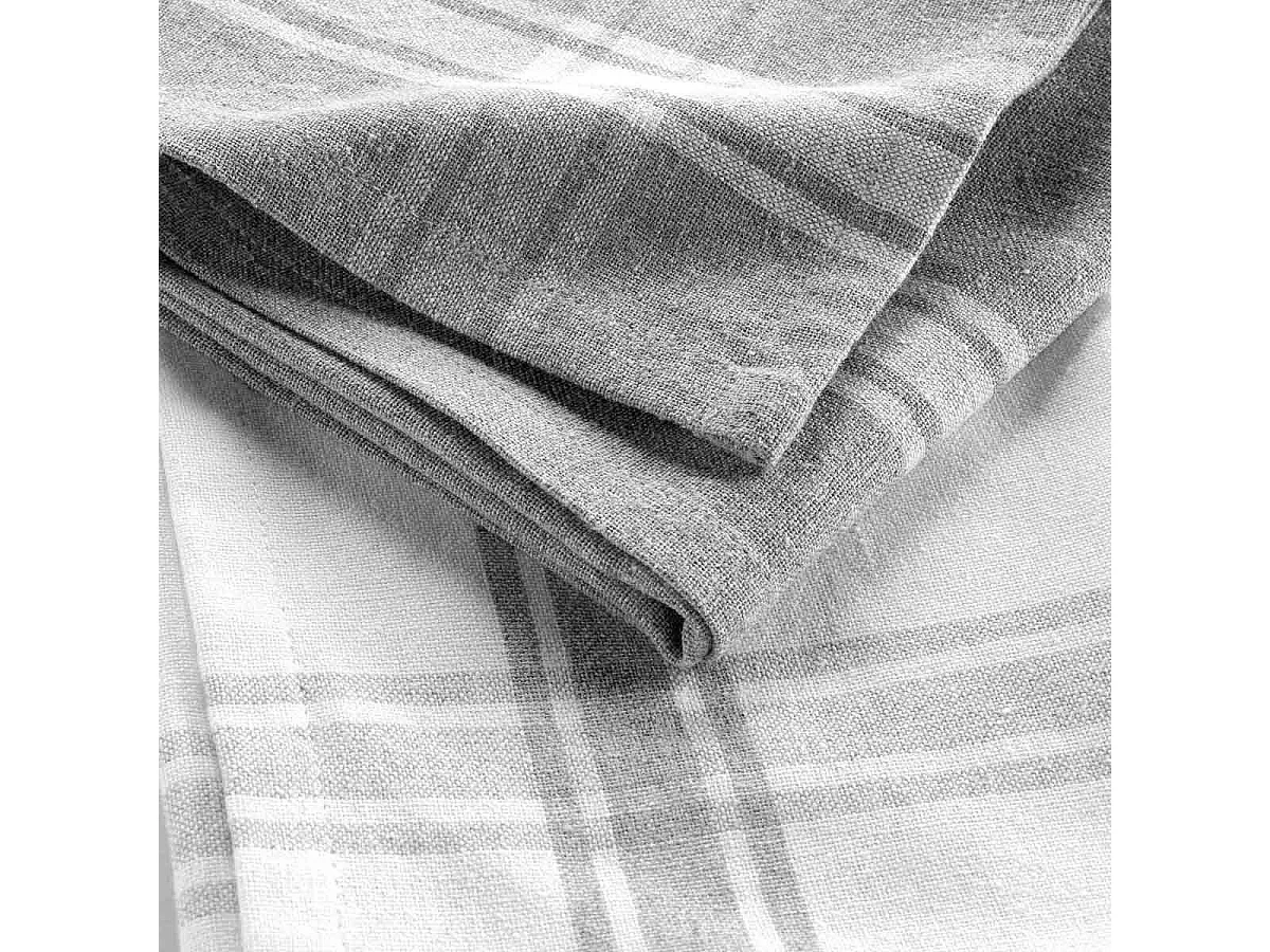 Lot de 2 Torchons "Cuisiline" 50x70cm Gris Chiné