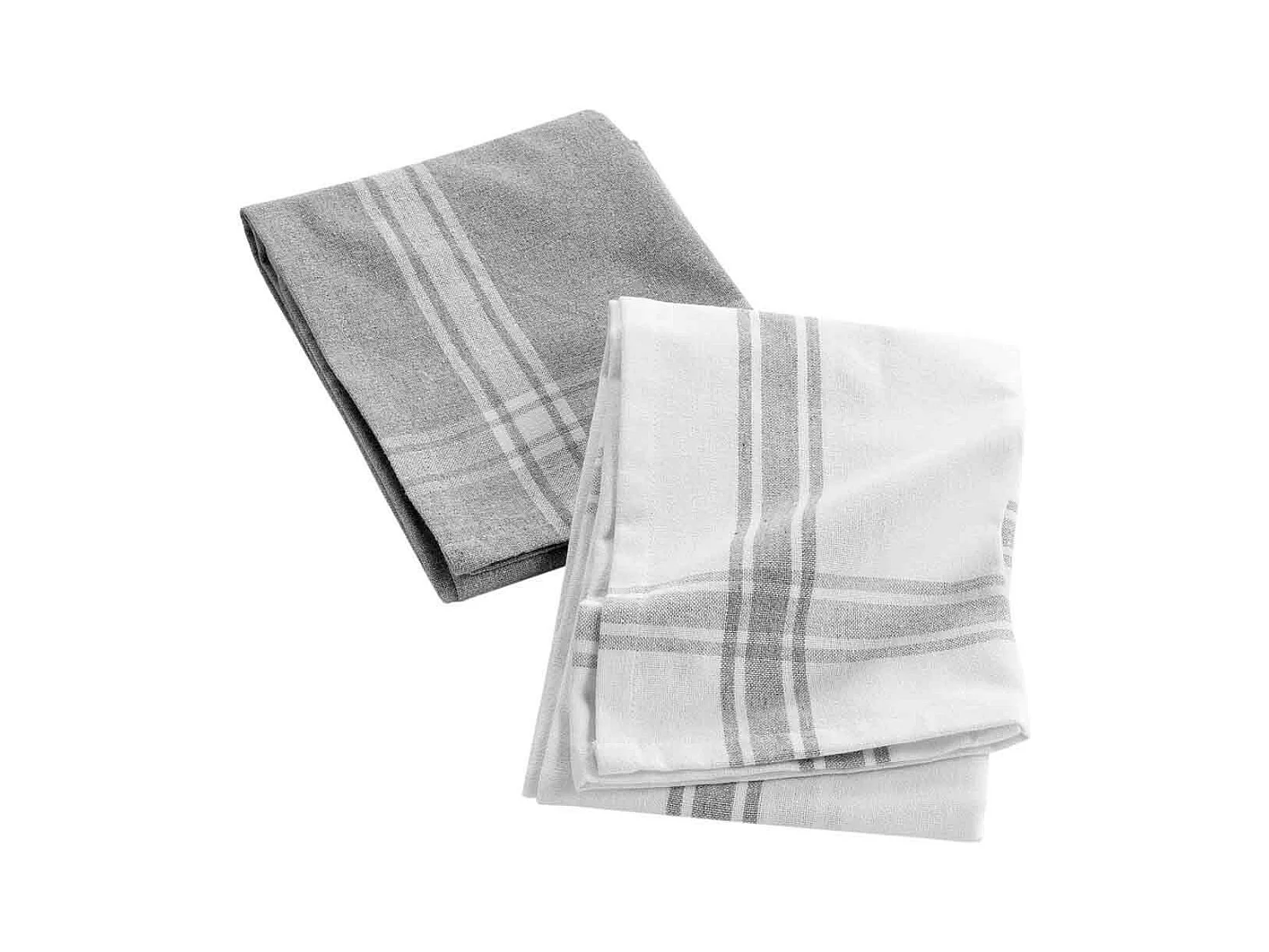 Lot de 2 Torchons "Cuisiline" 50x70cm Gris Chiné