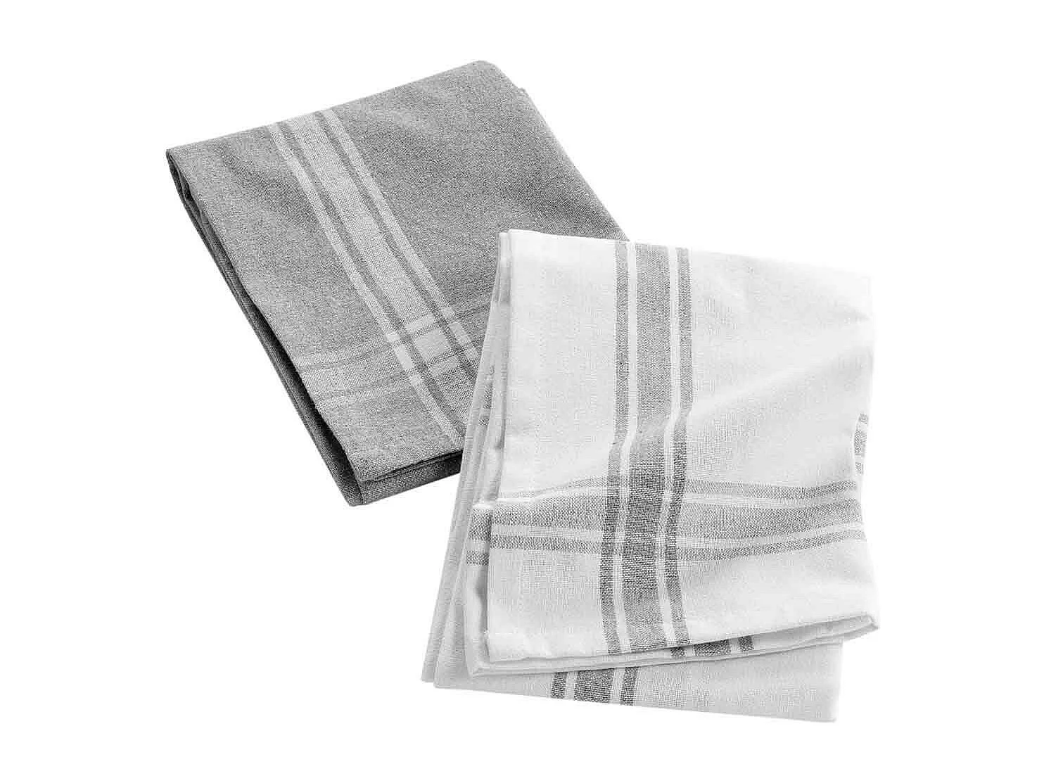 Lot de 2 Torchons "Cuisiline" 50x70cm Gris Chiné