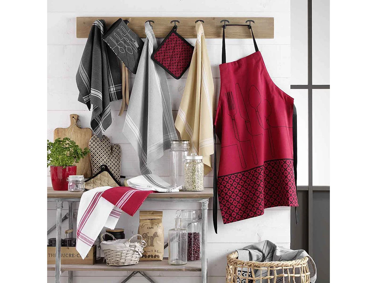 Lot de 2 Torchons "Cuisiline" 50x70cm Anthracite