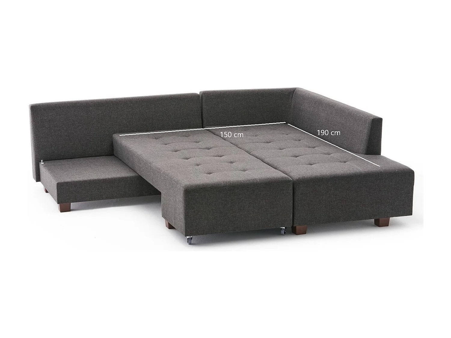 Canapé d'angle à droite convertible Rhodes Tissu Anthracite