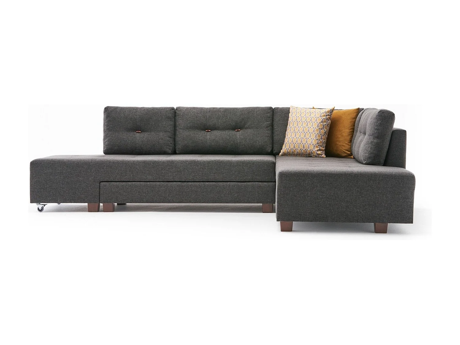 Divona antraciet stoffen converteerbare hoekbank 282 cm-Model Juiste hoek