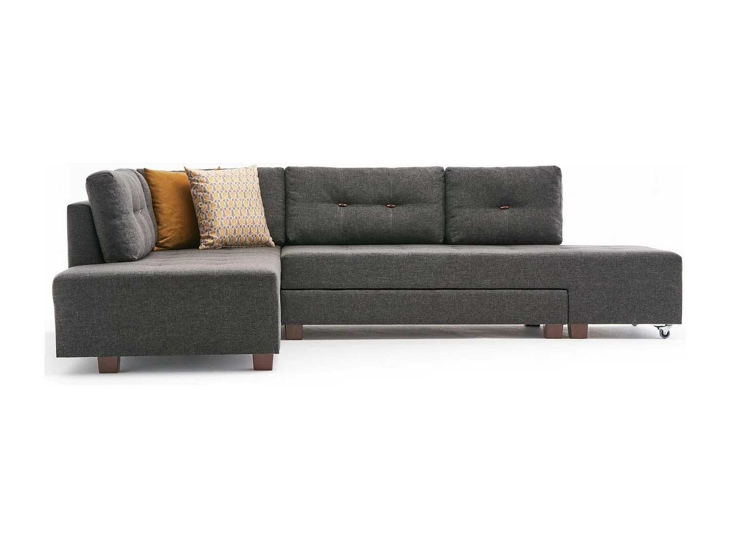 Divona antraciet stoffen converteerbare hoekbank 282 cm-Model Juiste hoek