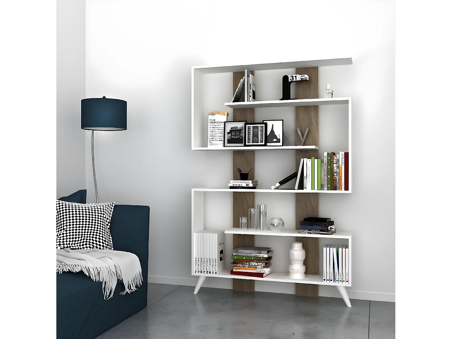 Boekenkast Clarissa - Walnoot - 120x22x164 cm - EPIKASA