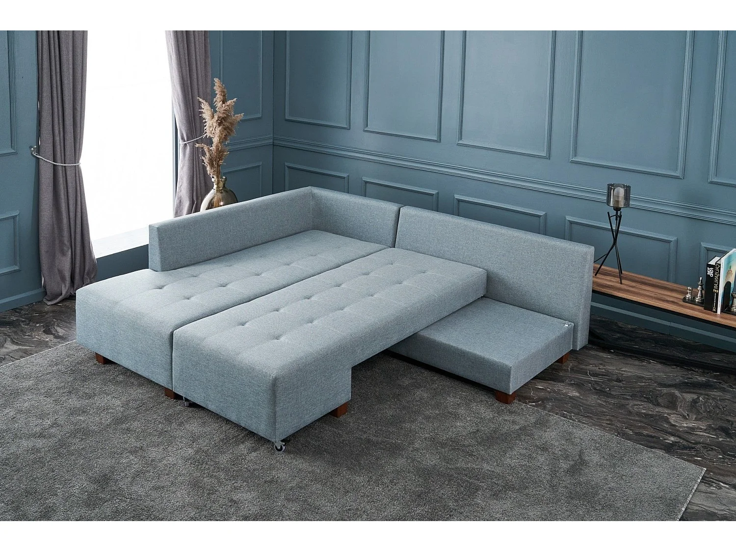 Sofá rinconero Altadena 296, Azul, Función de descanso, 282x206x85cm