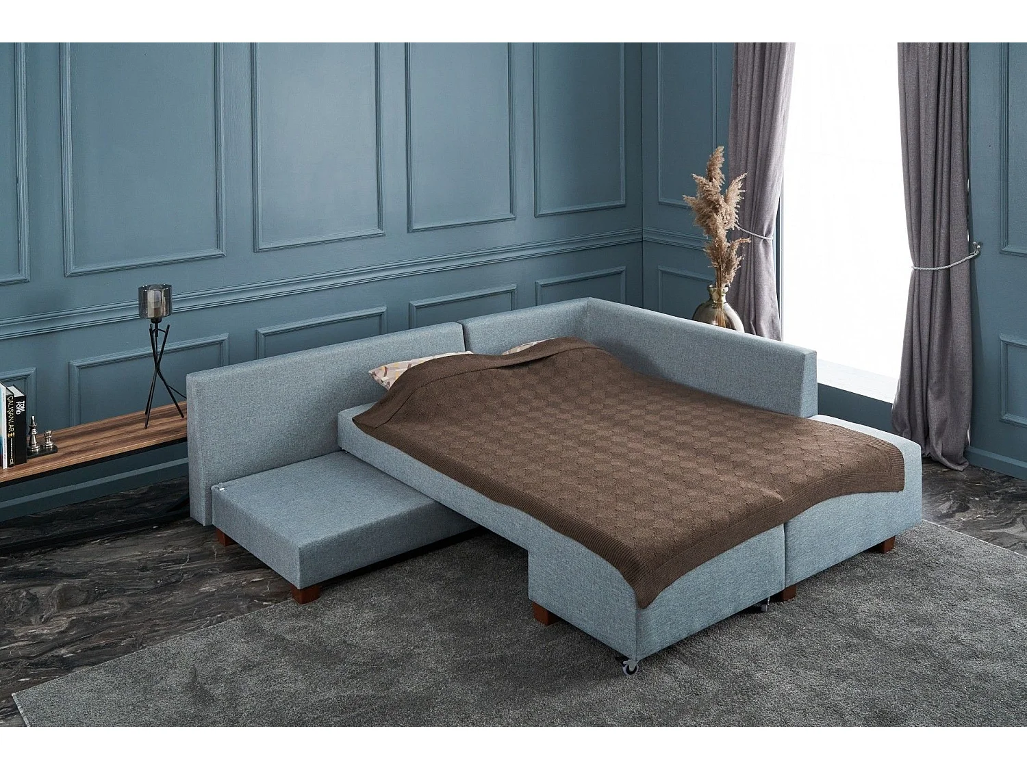 Sofá rinconero Altadena 296, Azul, Función de descanso, 282x206x85cm