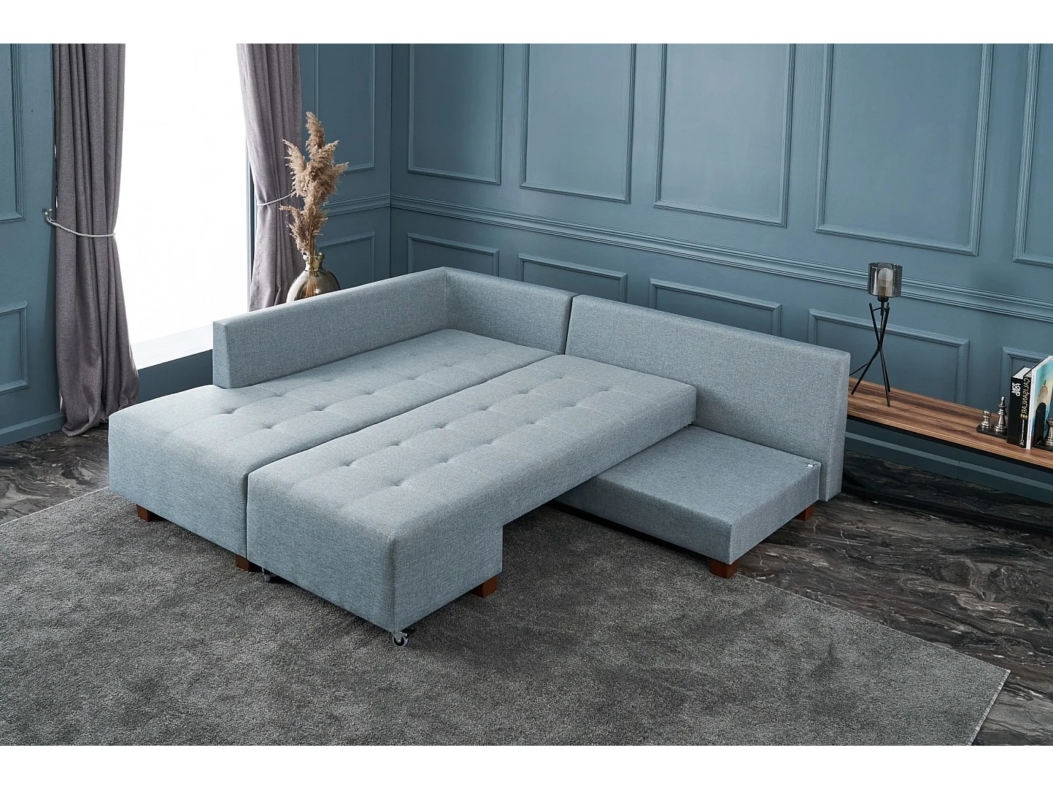 Sofá rinconero Altadena 296, Azul, Función de descanso, 282x206x85cm