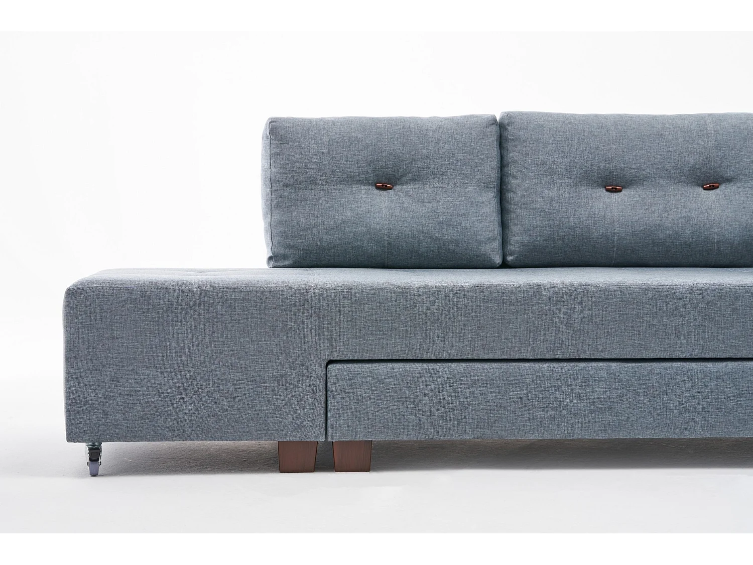 Divona lichtblauwe stoffen converteerbare hoekbank 282 cm-Model Juiste hoek