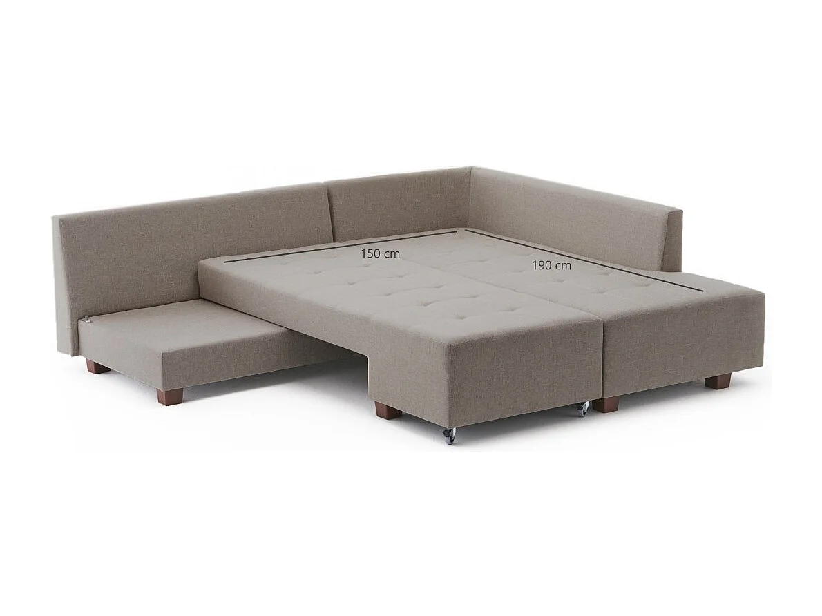 Canapé d'angle à droite convertible Rhodes Tissu Beige