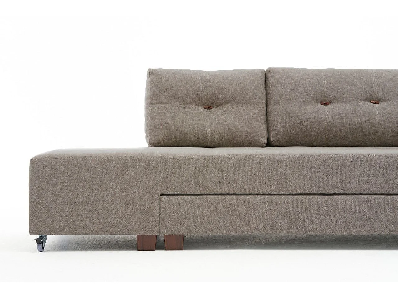 Canapé d'angle à droite convertible Rhodes Tissu Beige