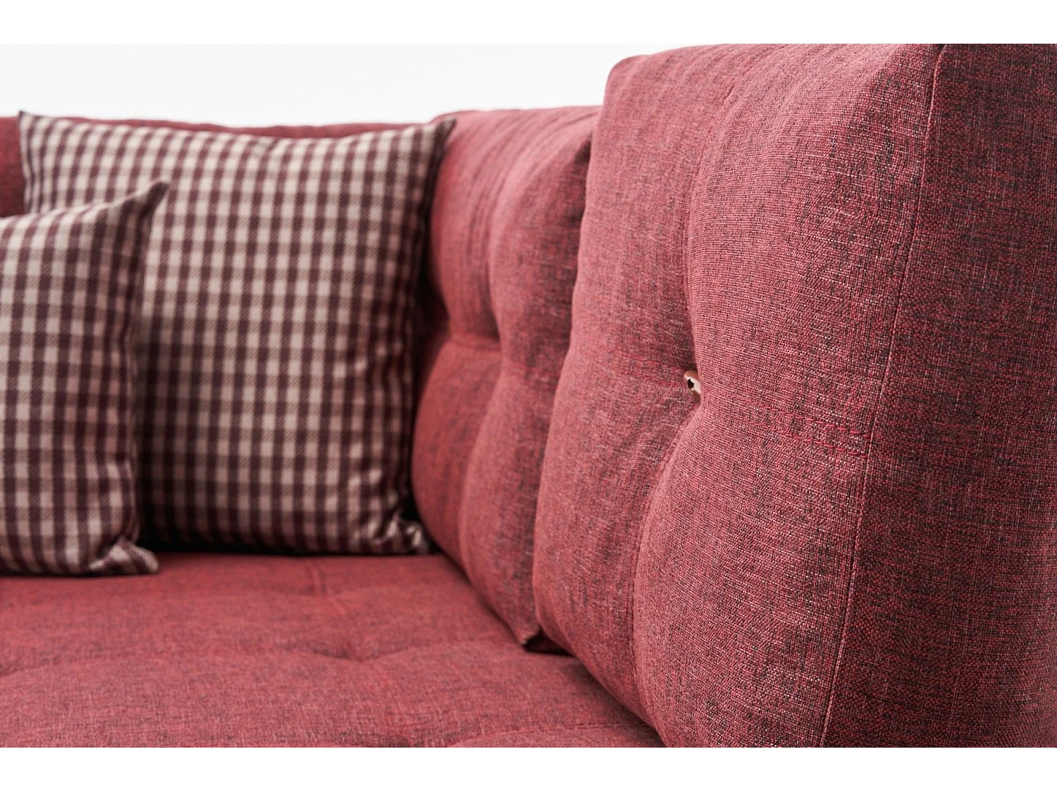 Canapé d'angle à droite convertible Rhodes Tissu Bordeaux