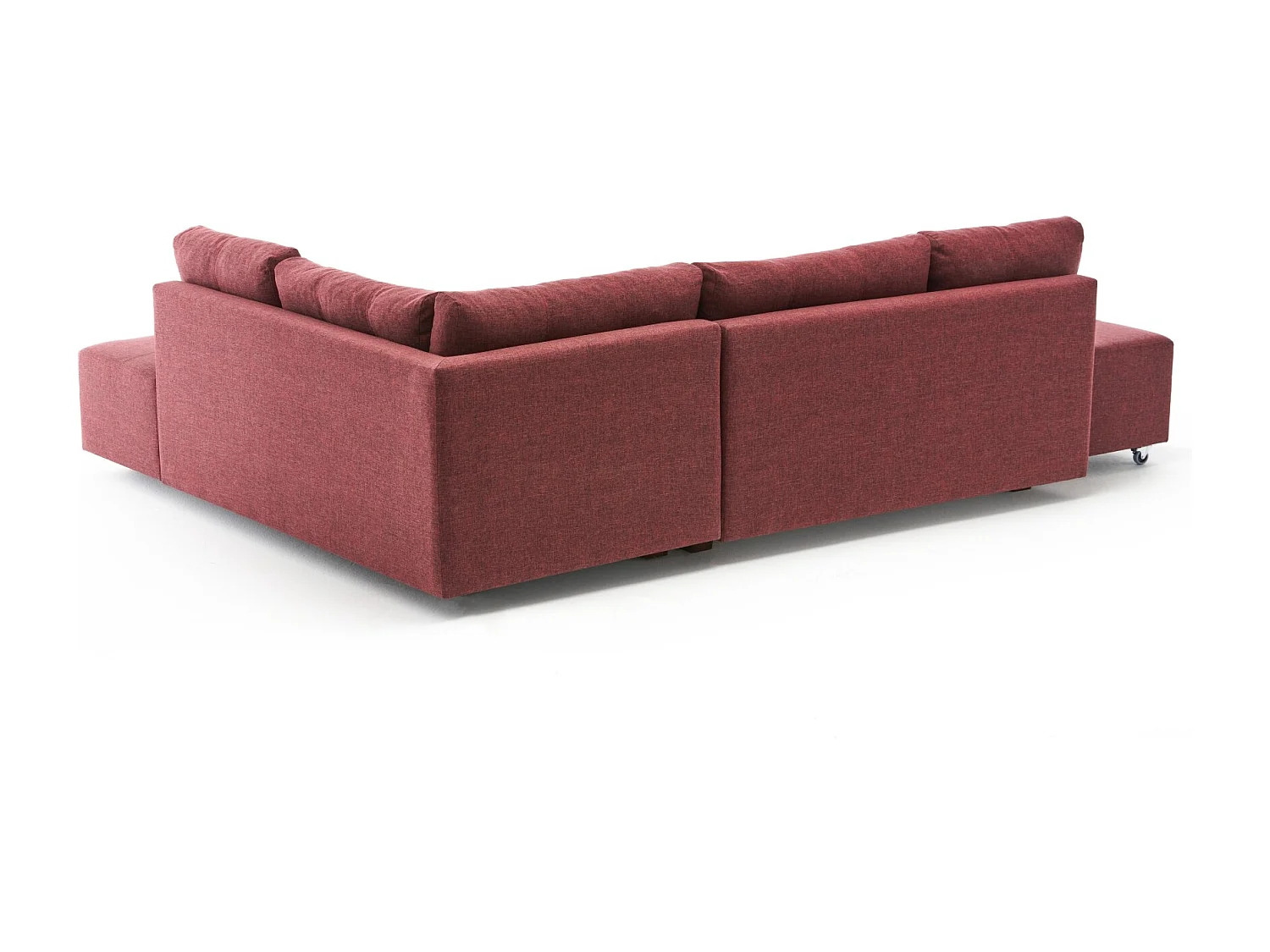 Canapé d'angle à droite convertible Rhodes Tissu Bordeaux