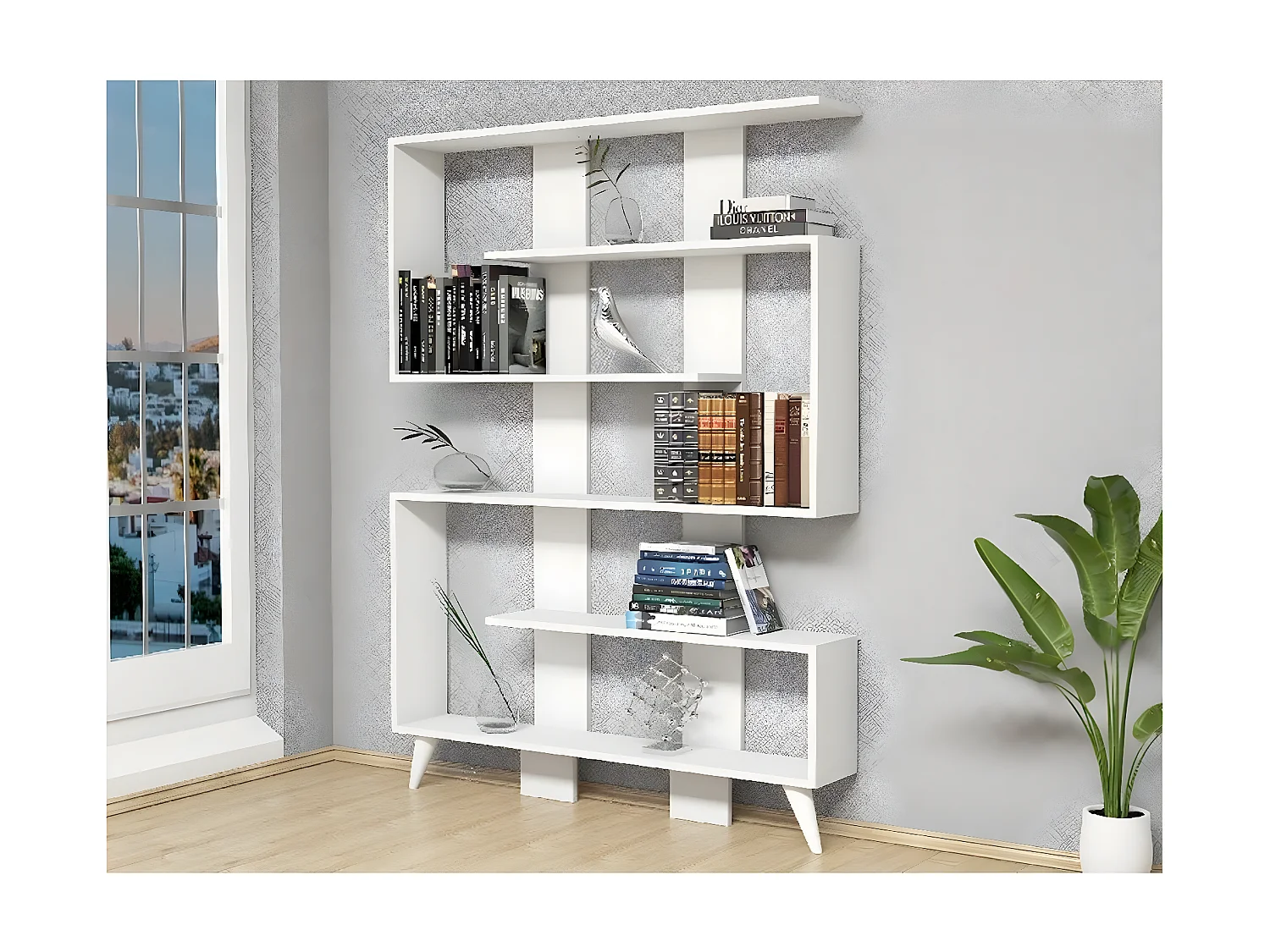 Boekenkast Clarissa - Wit - 120x22x164 cm - EPIKASA
