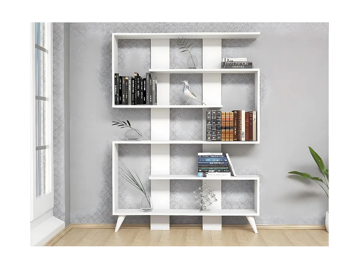Boekenkast Clarissa - Wit - 120x22x164 cm - EPIKASA