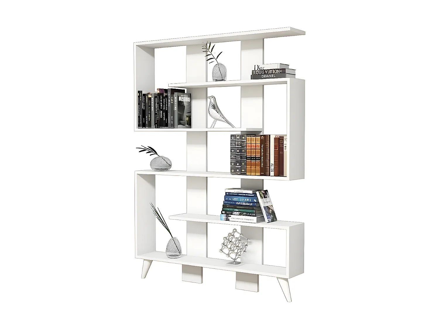 Boekenkast Clarissa - Wit - 120x22x164 cm - EPIKASA