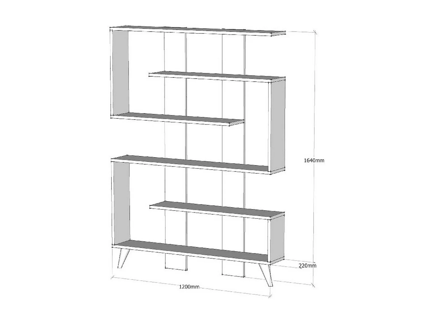 Boekenkast Clarissa - Wit - 120x22x164 cm - EPIKASA