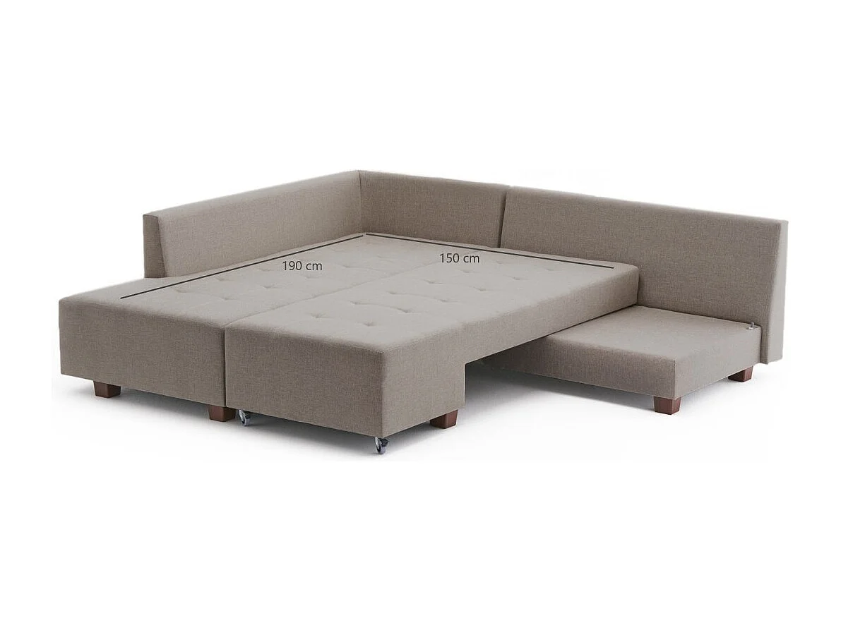 Canapé d'angle gauche convertible Rhodes Tissu Beige