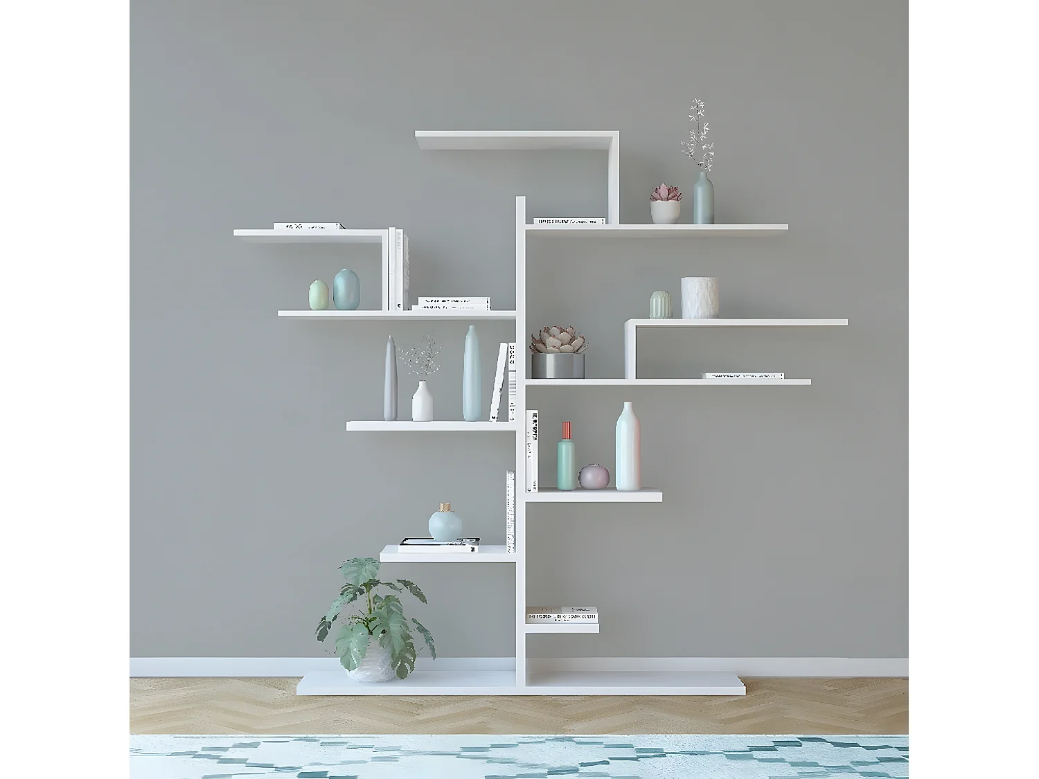 Boekenkast Frida - Wit - 180x25x161 cm - EPIKASA