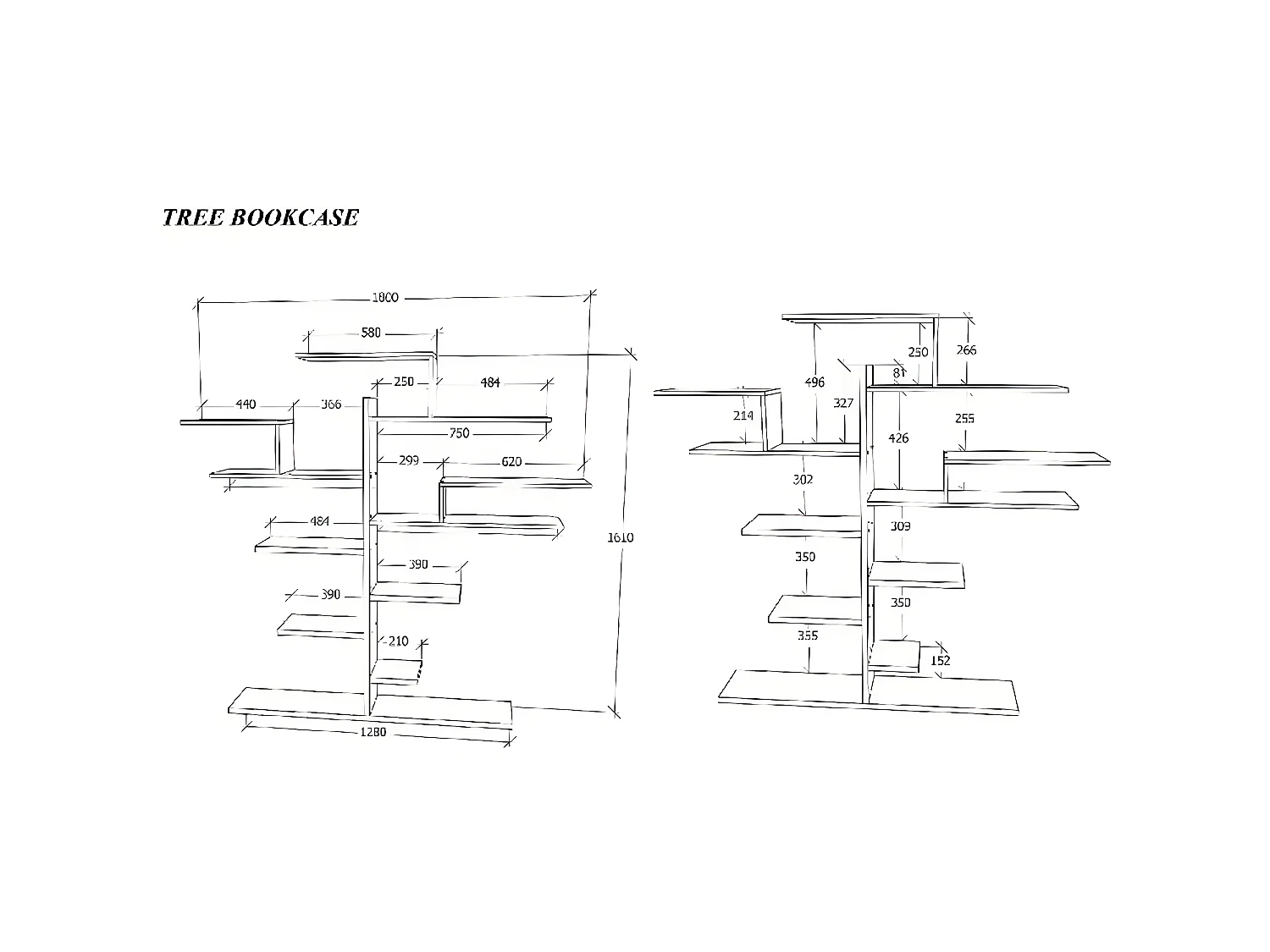 Boekenkast Frida - Wit - 180x25x161 cm - EPIKASA