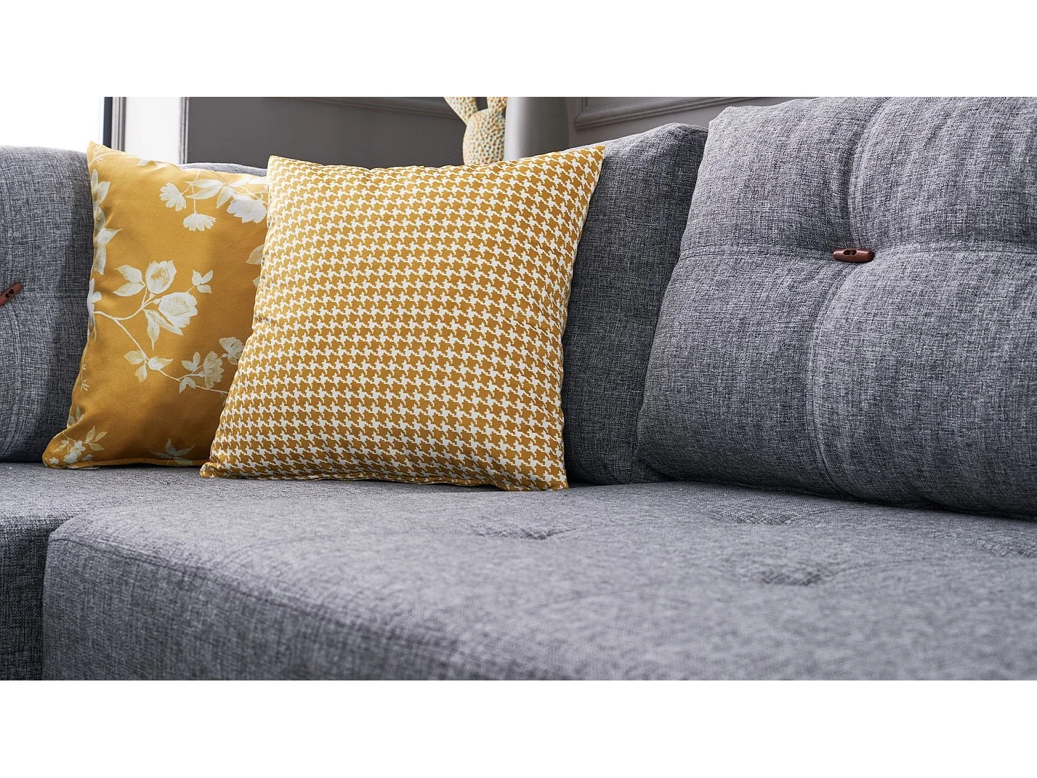 Canapé d'angle gauche convertible Rhodes Tissu Gris